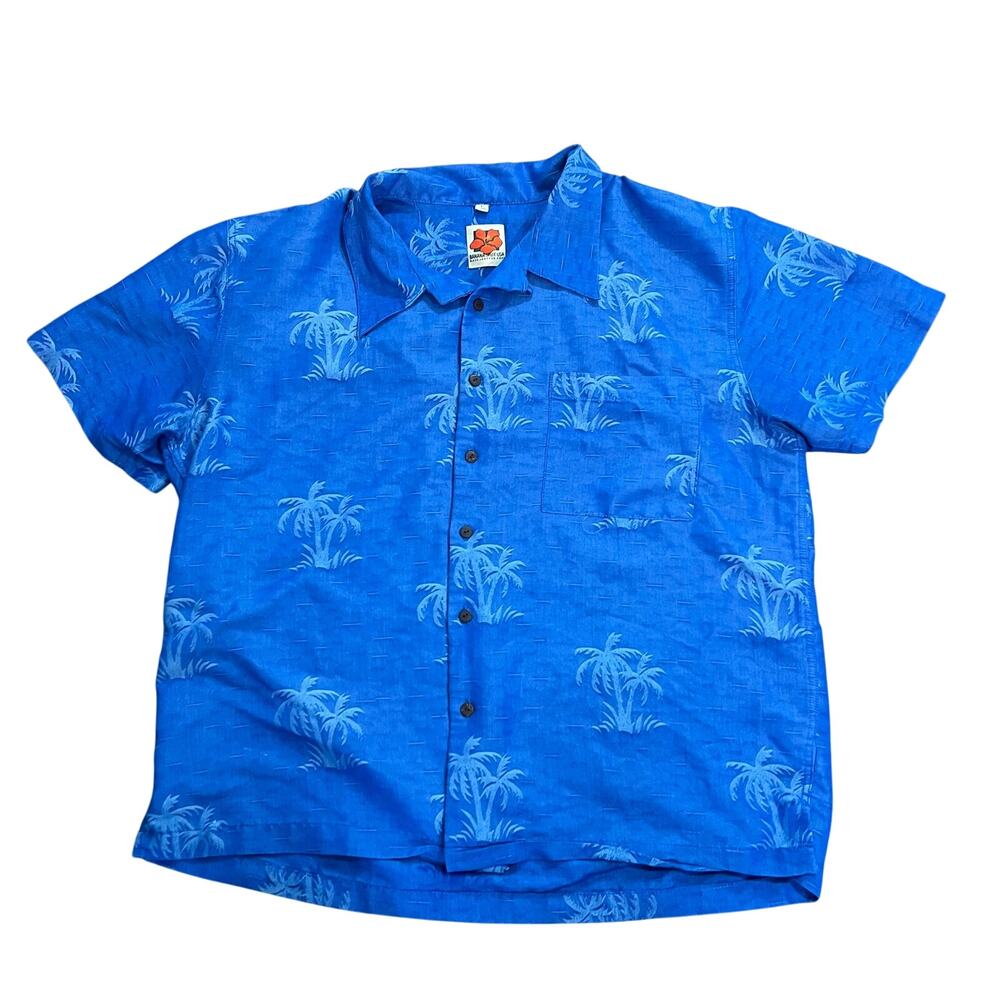 Banana Split USA Blue Button Down Shirt Y2K Vintage Preppy Aloha Hawaiian